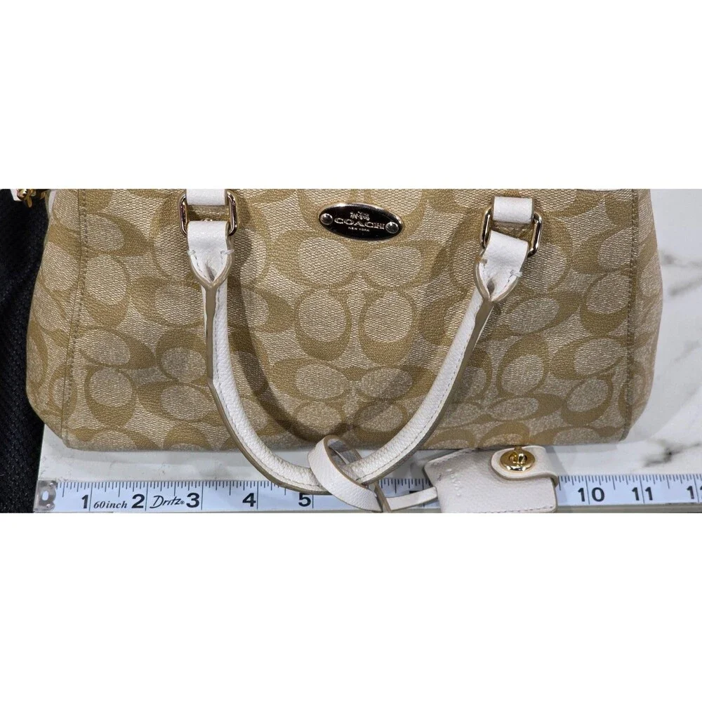 Coach Mini Margot Carryall Khaki Brown Signature C Coated Canvas Purse F34065